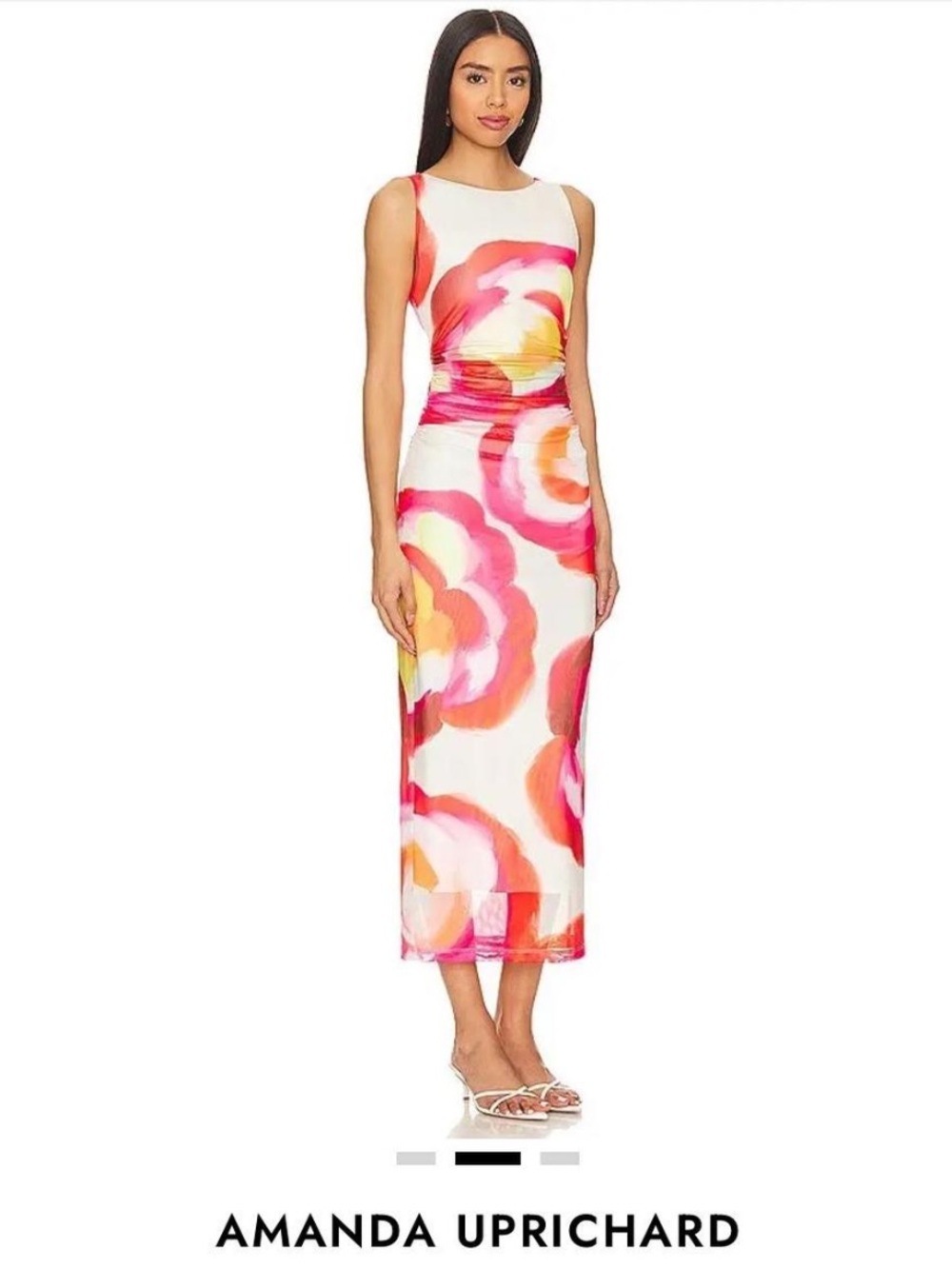 Amanda Uprichard Tiffany Floral maxi Dress with Pink & Orange Blooms
